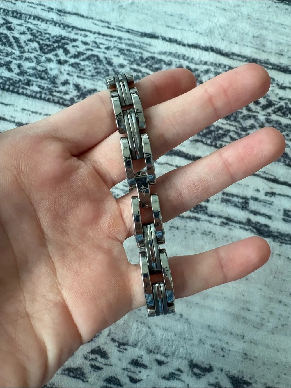 Silver Stainless Steel Link Bracelet - Men’s Jewelry